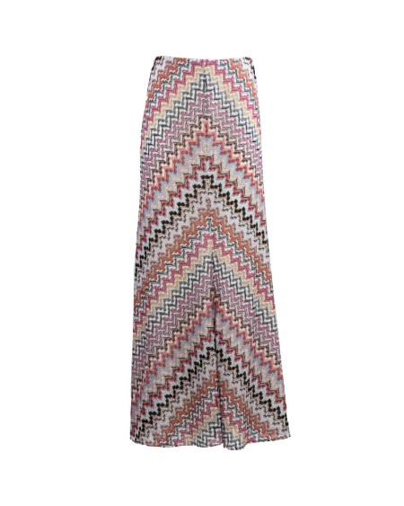 Shop MISSONI  Skirt: Missoni long skirt in lamé viscose.
High waist.
Multicolored stripes.
Viscose blend sweater.
Contrasting profiles.
Composition: 84%Viscose, 16%Metallic Fibre.
Lining: 82% Polyester, 18% Elastane.
Made in Italy.. DS24SH0Z BR00UX-SM975